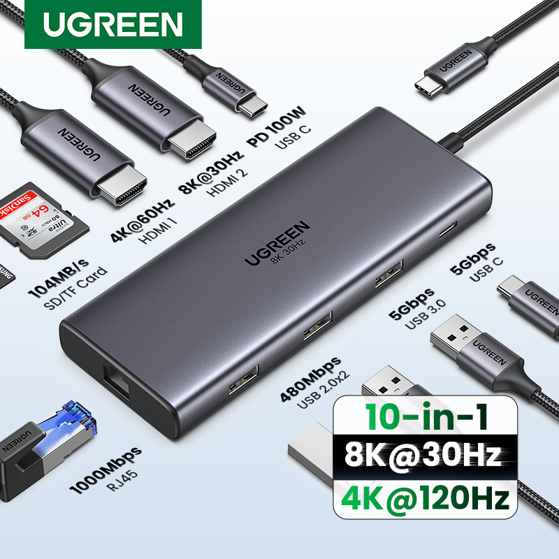 Home Office For Mac - UGREEN Doppio HDMI USB-C HUB 8K