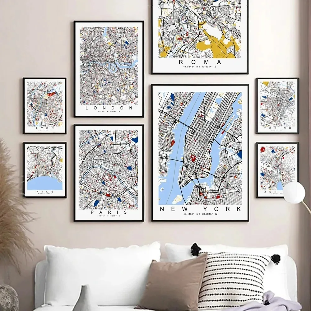 Home Office London - Poster Mappamondo Senza Cornice con Mappe