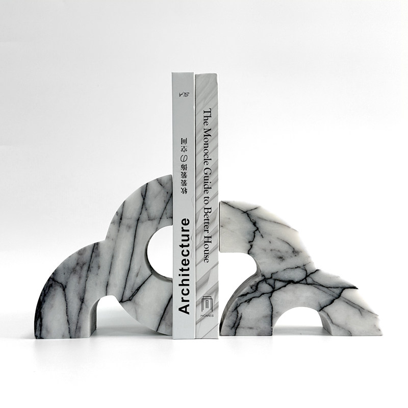 Home Office And Library - Fermalibri Moderni in Marmo, Scultura Geometrica
