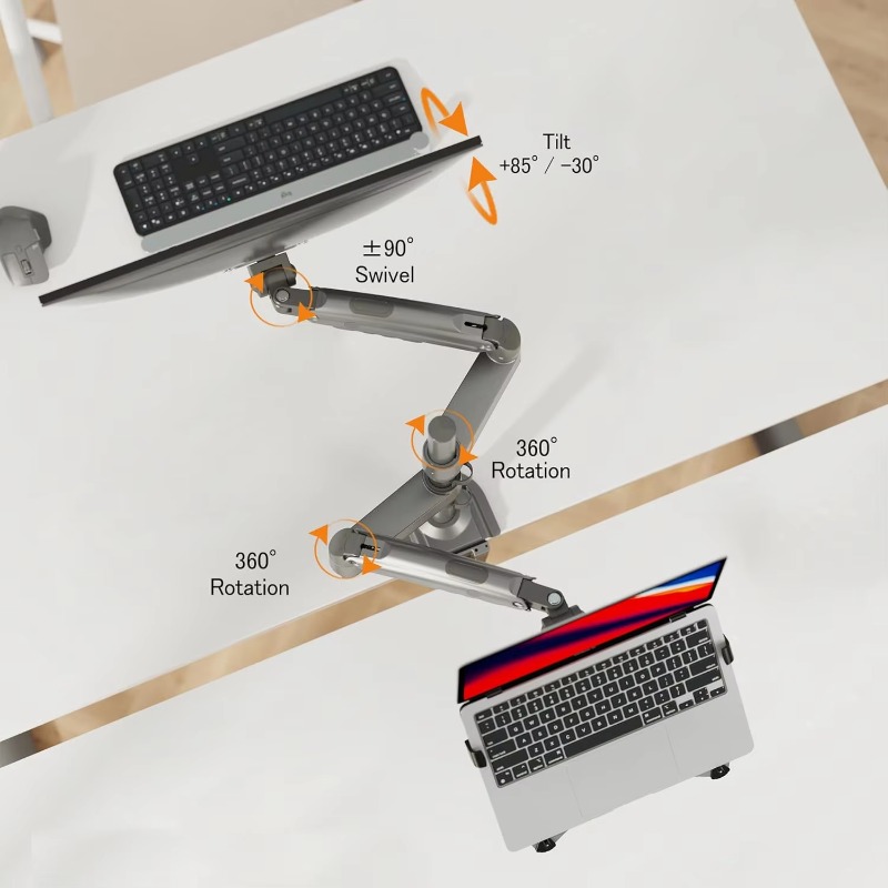 Monitor Arm Dual - Supporto per laptop combinato 2 in