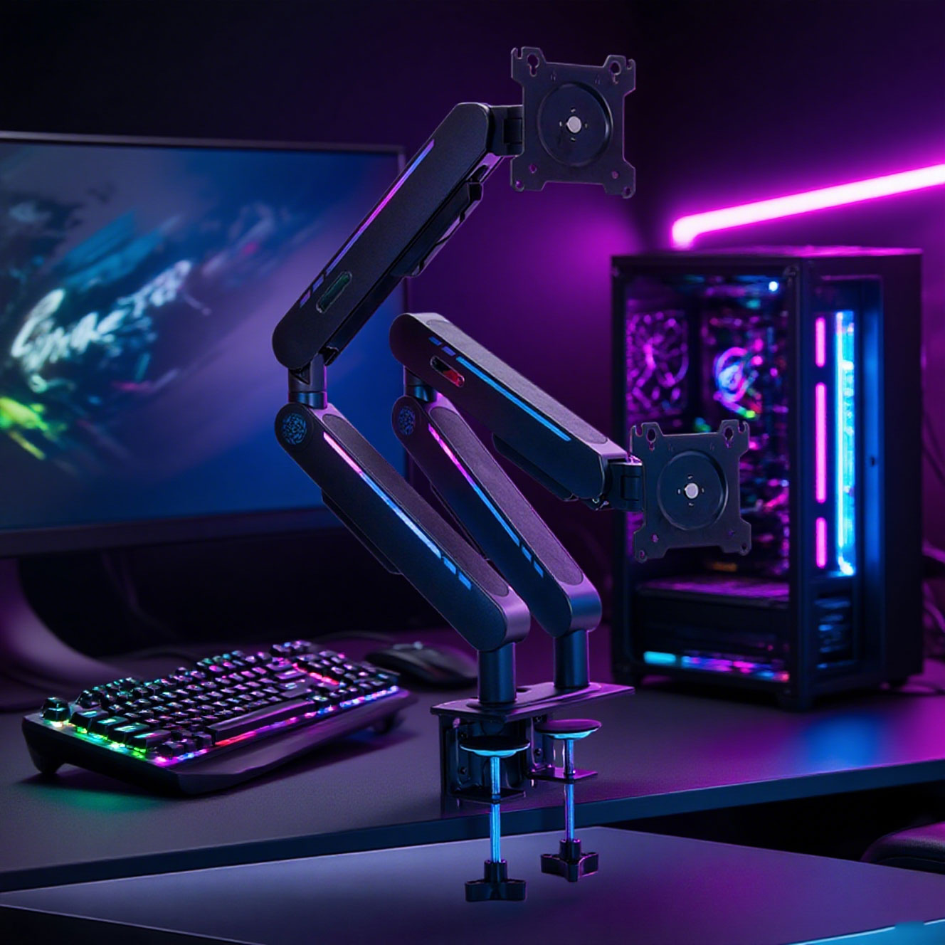 Monitor Arm Dual - Nuovo Supporto da Scrivania con Molla