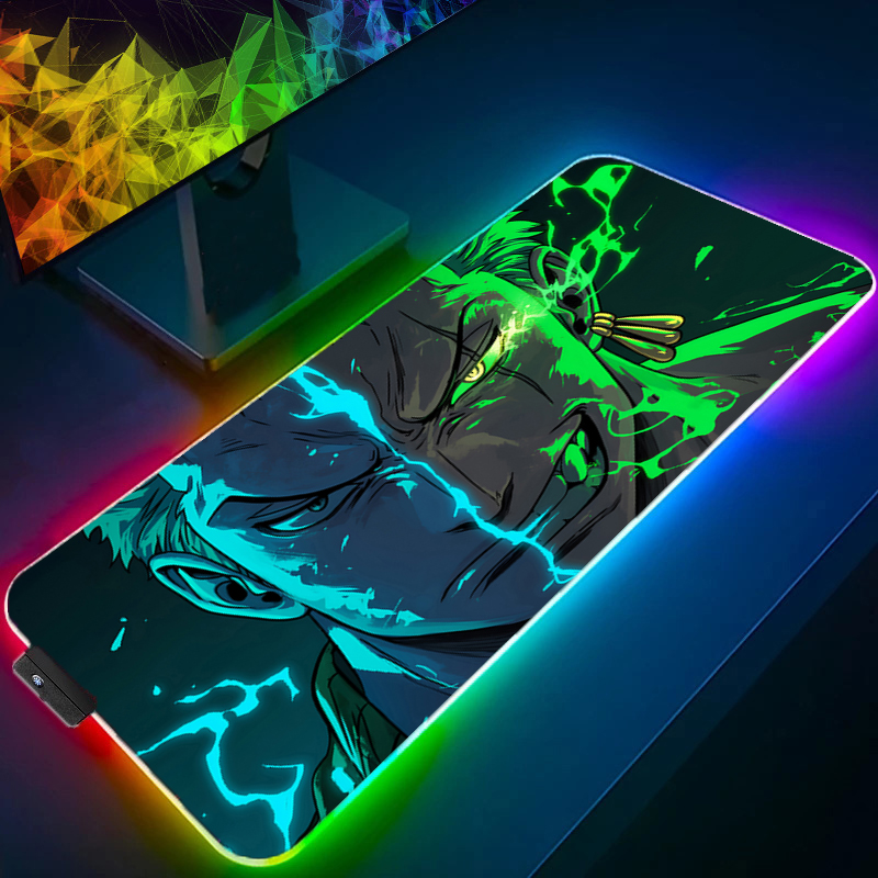Home Office Keyboard And Mouse - ONE PIECE Zoro Mouse Pad RGB