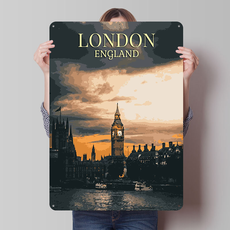 Home Office London - Poster vintage in banda stagnata di