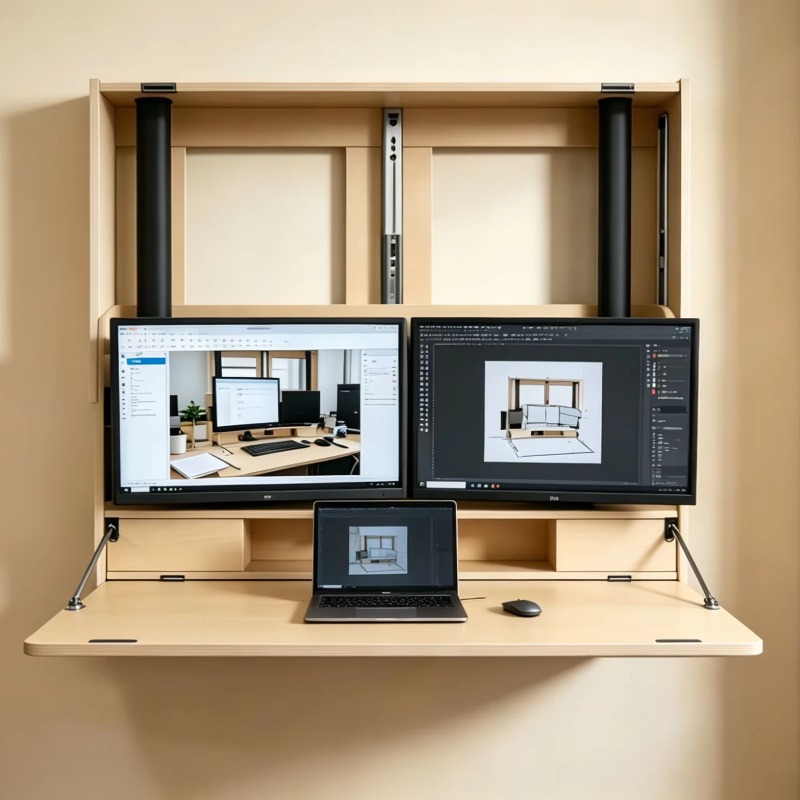 Home Office With Two Desks - Postazione di Lavoro Domestica Salvaspazio per