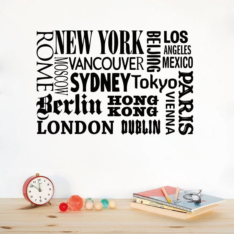 Home Office London - New York Londra Parigi Citazione adesivo