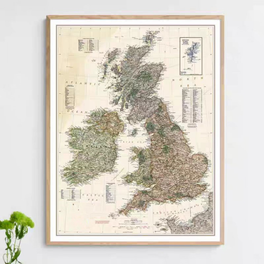 Home Office And Library - Poster Vintage HD della Mappa della