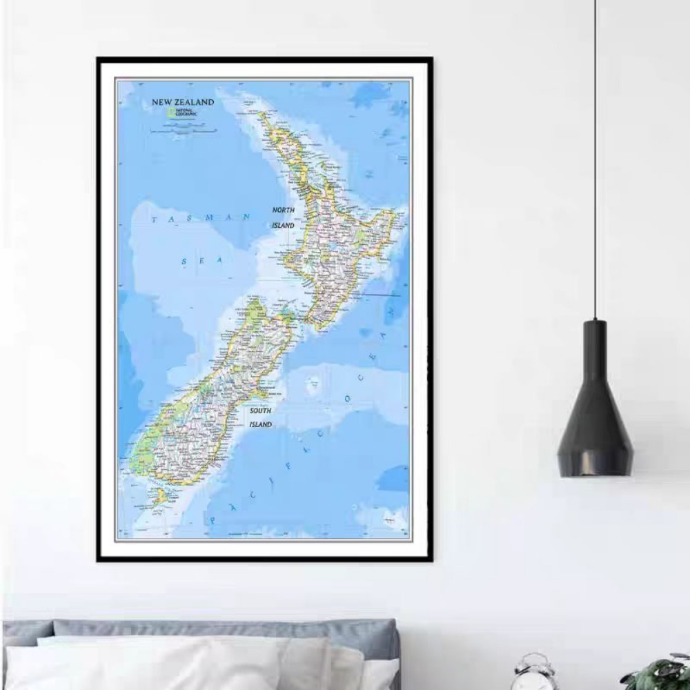 Home Office And Library - Poster Mappa della Nuova Zelanda in